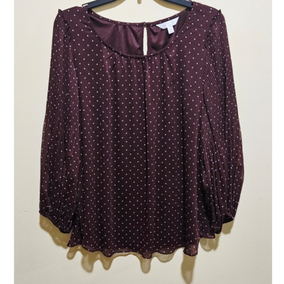 Women'sLC Lauren Conrad Pleated SleeveFlowy Popover Top - Picture 1 of 8